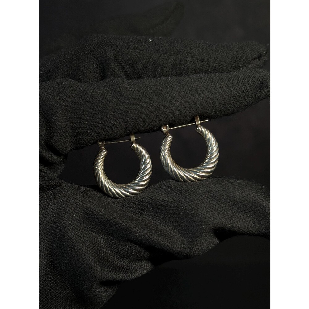 Sterling Silver Twisted Latchback Hoop Earrings
